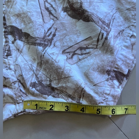 CAF'E LUNA FISH PRINT SHORT SLEEVE SHIRT BEIGE BROWN & WHITE XL(46/48)Men Cotton - Picture 13 of 16